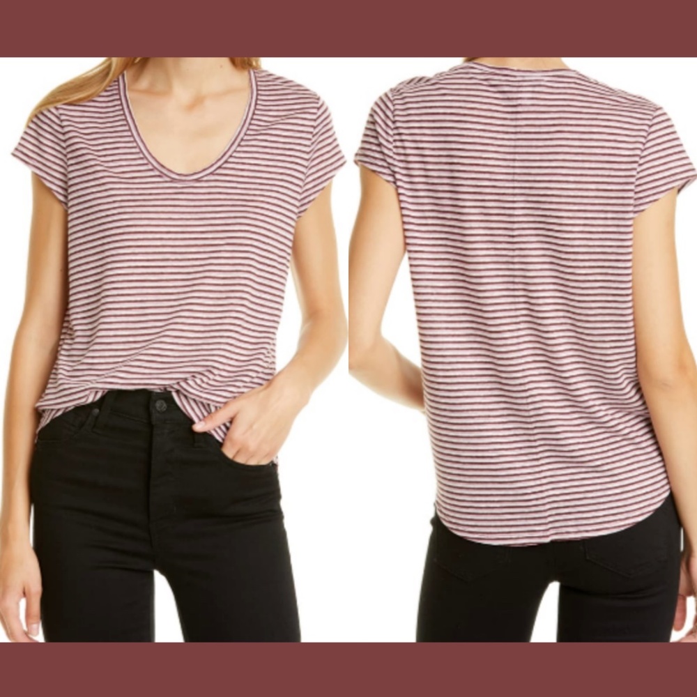 NEW Nordstrom Signature Francesca Linen Stripe Top